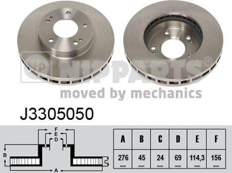 Nipparts J3305050 - Спирачен диск vvparts.bg