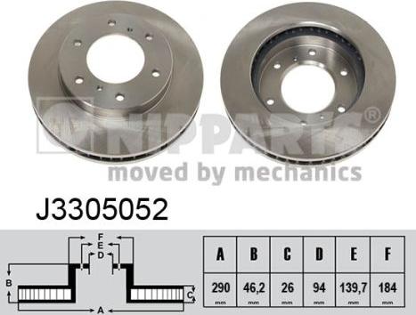 Nipparts J3305052 - Спирачен диск vvparts.bg