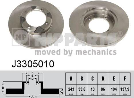 Nipparts J3305010 - Спирачен диск vvparts.bg