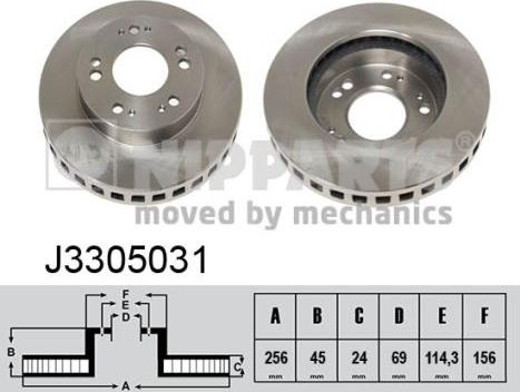 Nipparts J3305031 - Спирачен диск vvparts.bg