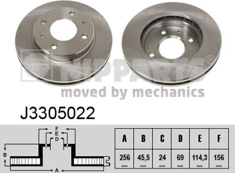 Nipparts J3305022 - Спирачен диск vvparts.bg