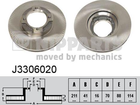 Nipparts J3306020 - Спирачен диск vvparts.bg