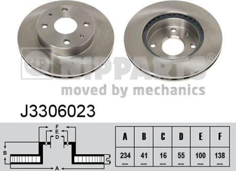 Nipparts J3306023 - Спирачен диск vvparts.bg