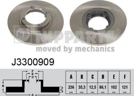 Nipparts J3300909 - Спирачен диск vvparts.bg