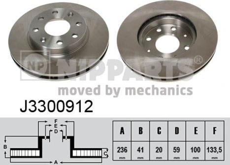 Nipparts J3300912 - Спирачен диск vvparts.bg