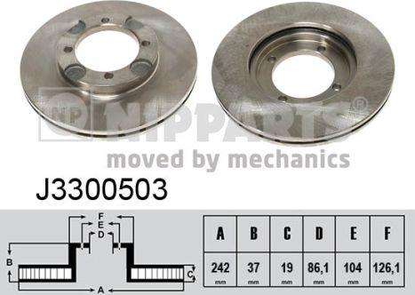 Nipparts J3300503 - Спирачен диск vvparts.bg