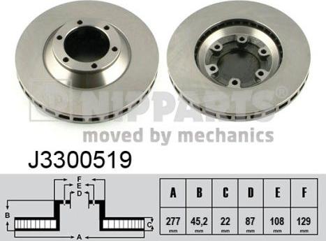 Nipparts J3300519 - Спирачен диск vvparts.bg