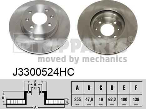 Nipparts J3300524HC - Спирачен диск vvparts.bg