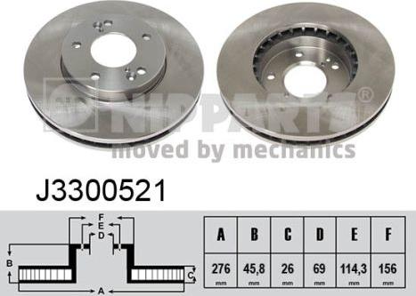 Nipparts J3300521 - Спирачен диск vvparts.bg