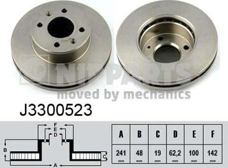 Nipparts J3300523 - Спирачен диск vvparts.bg