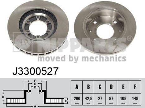 Nipparts J3300527 - Спирачен диск vvparts.bg