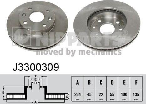 Nipparts J3300309 - Спирачен диск vvparts.bg