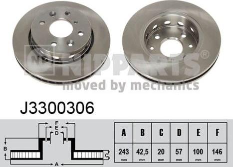 Nipparts J3300306 - Спирачен диск vvparts.bg