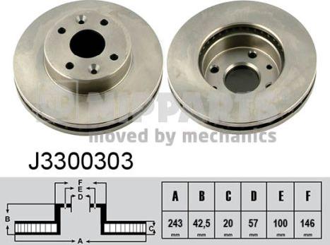 Nipparts J3300303 - Спирачен диск vvparts.bg