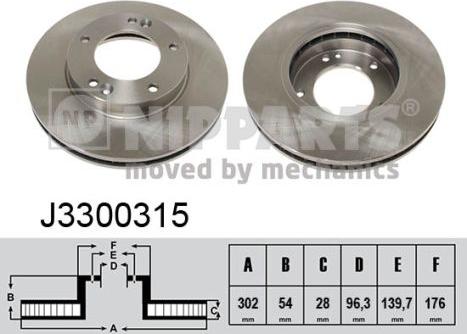 Nipparts J3300315 - Спирачен диск vvparts.bg