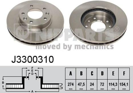 Nipparts J3300310 - Спирачен диск vvparts.bg