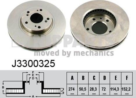 Nipparts J3300325 - Спирачен диск vvparts.bg