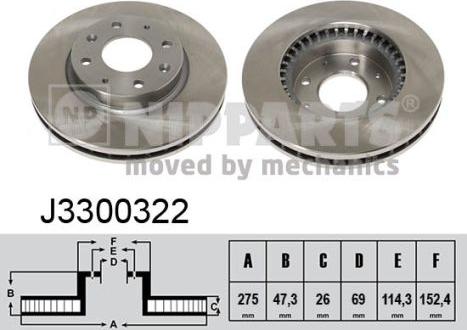 Nipparts J3300322 - Спирачен диск vvparts.bg