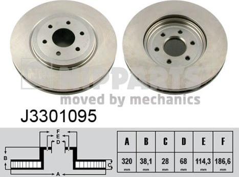 Nipparts J3301095 - Спирачен диск vvparts.bg