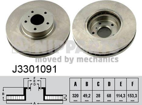 Nipparts J3301091 - Спирачен диск vvparts.bg