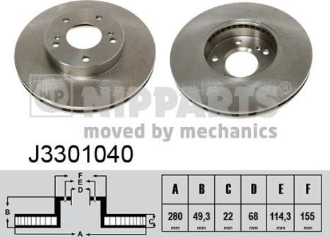 Nipparts J3301040 - Спирачен диск vvparts.bg