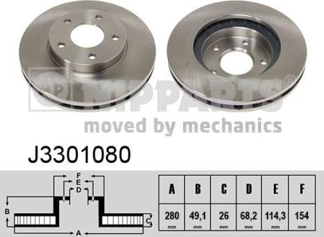 Nipparts J3301080 - Спирачен диск vvparts.bg