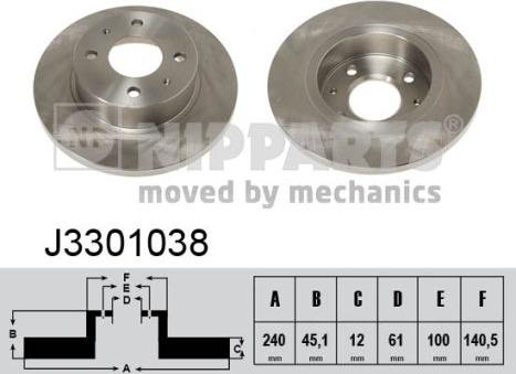 Nipparts J3301038 - Спирачен диск vvparts.bg