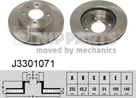 Nipparts J3301071 - Спирачен диск vvparts.bg