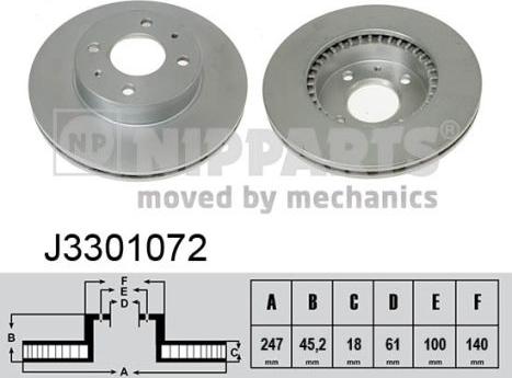 Nipparts J3301072 - Спирачен диск vvparts.bg