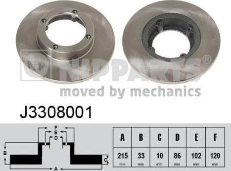 Nipparts J3308001 - Спирачен диск vvparts.bg