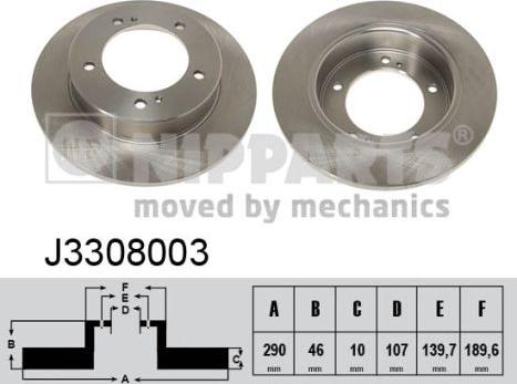 Nipparts J3308003 - Спирачен диск vvparts.bg