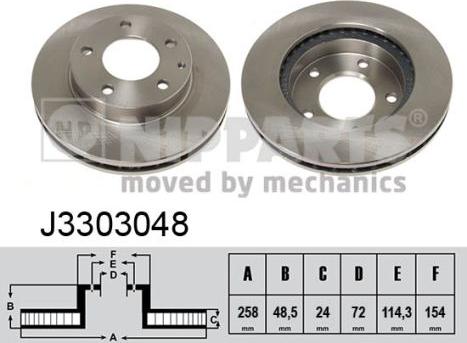 Nipparts J3303048 - Спирачен диск vvparts.bg