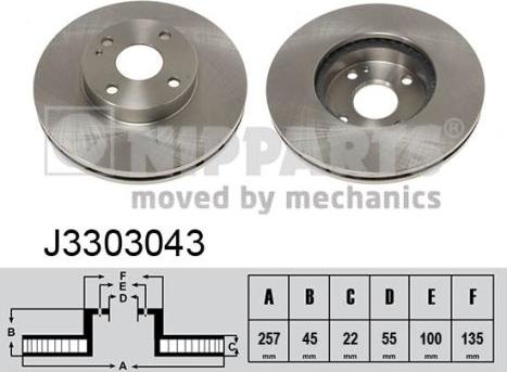 Nipparts J3303043 - Спирачен диск vvparts.bg