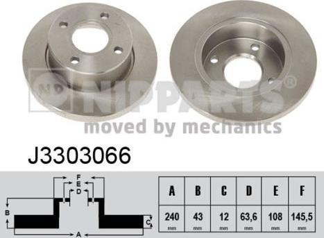 Nipparts J3303066 - Спирачен диск vvparts.bg