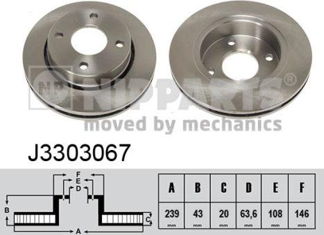 Nipparts J3303067 - Спирачен диск vvparts.bg