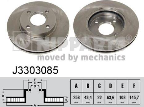 Nipparts J3303085 - Спирачен диск vvparts.bg