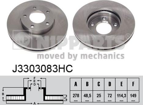 Nipparts J3303083HC - Спирачен диск vvparts.bg