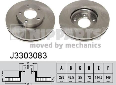 Nipparts J3303083 - Спирачен диск vvparts.bg