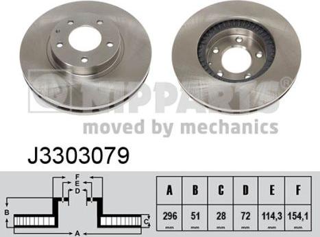 Nipparts J3303079 - Спирачен диск vvparts.bg