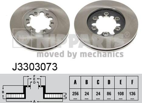 Nipparts J3303073 - Спирачен диск vvparts.bg