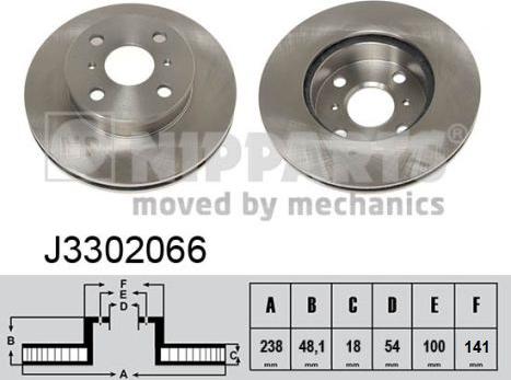 Nipparts J3302066 - Спирачен диск vvparts.bg