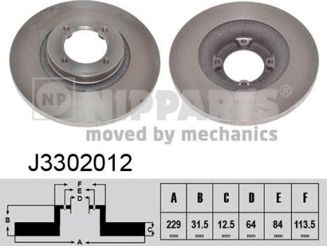 Nipparts J3302012 - Спирачен диск vvparts.bg