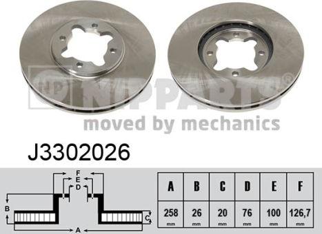 Nipparts J3302026 - Спирачен диск vvparts.bg