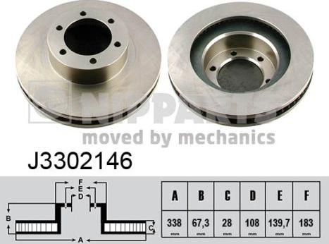 Nipparts J3302146 - Спирачен диск vvparts.bg