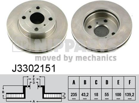 Nipparts J3302151 - Спирачен диск vvparts.bg