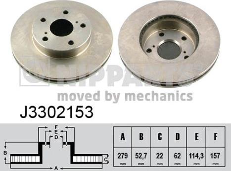 Nipparts J3302153 - Спирачен диск vvparts.bg