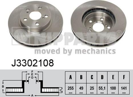 Nipparts J3302108 - Спирачен диск vvparts.bg