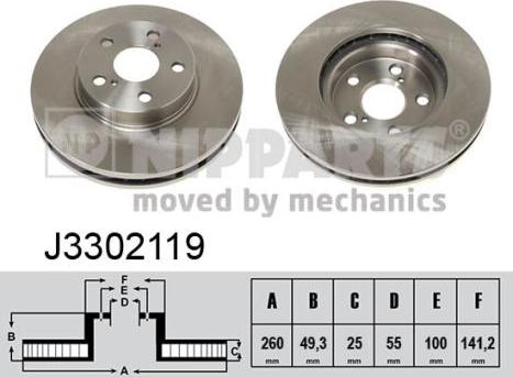 Nipparts J3302119 - Спирачен диск vvparts.bg