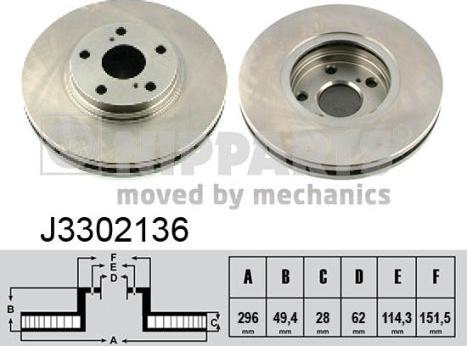 Nipparts J3302136 - Спирачен диск vvparts.bg