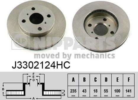 Nipparts J3302124HC - Спирачен диск vvparts.bg